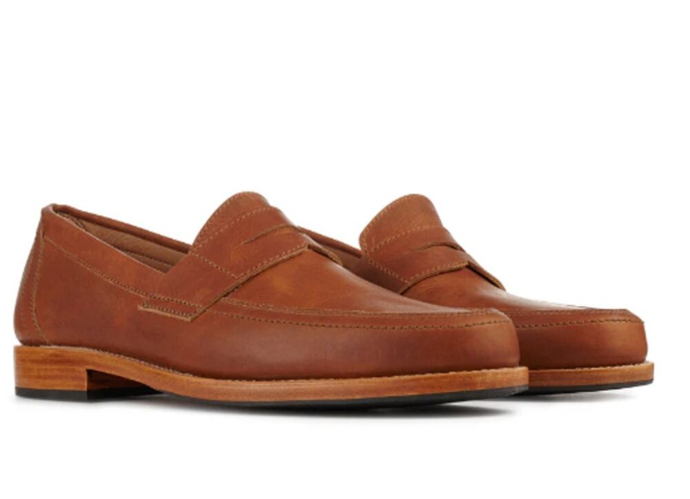 Adelante The Luca Penny Loafers Full-Grain Leather Slip On Caramel Brown 9B
